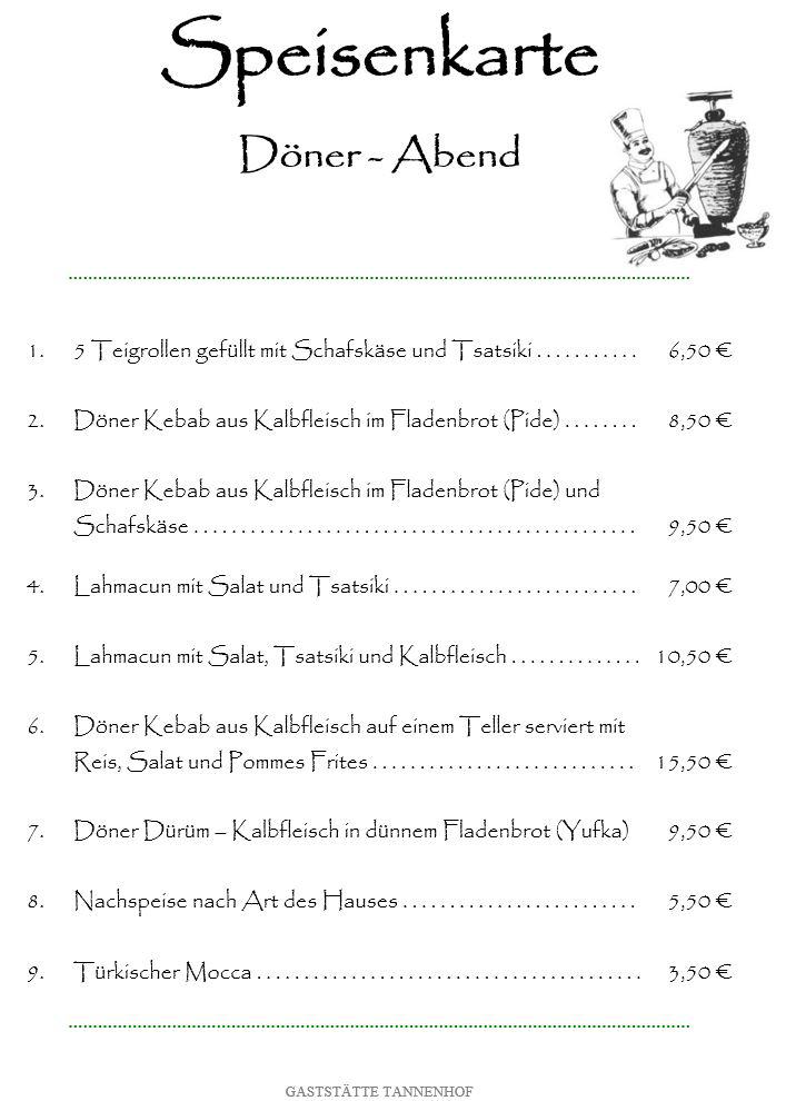 D&ouml;ner-Karte f&uuml;r den Event-Tag